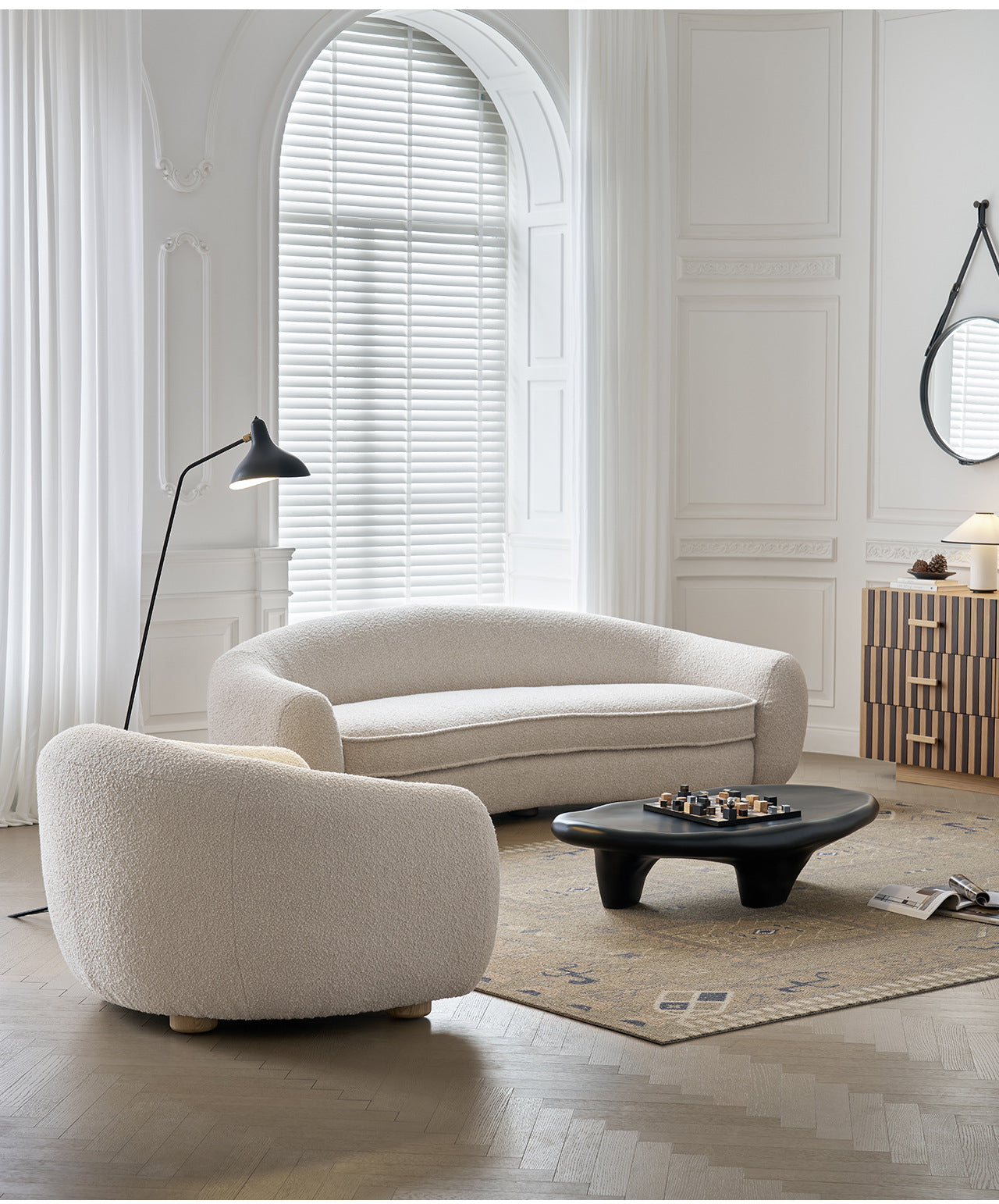 Cream Style Living Room Single Sofa Polar Bear French Minimalist Small Apartment Designer Balcony Leisure Fabric Modern