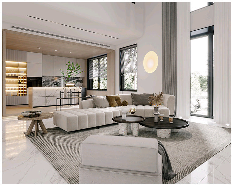 Italian Minimalist Modern Irregular Piano Key Living Room Corner Arc Art Creative Internet Celebrity Style Chaise Fabric Sofa