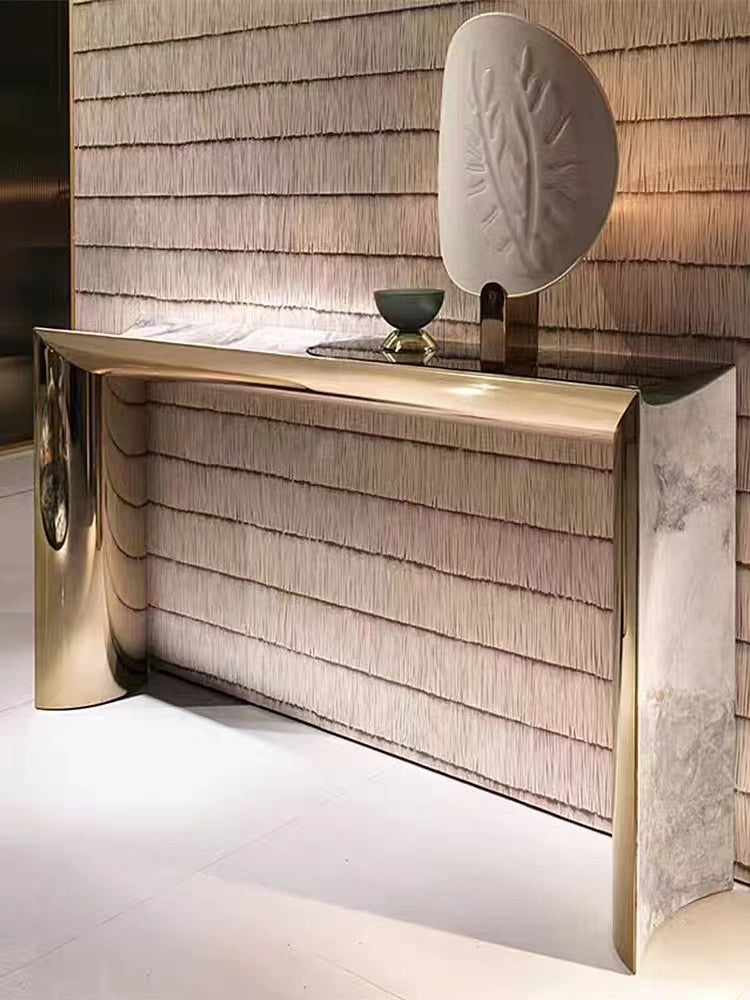 Italian Light Luxury Marble Entryway Table Modern Villa Living Room Decorative Console Designer Style Wall-Mounted Entryway Table