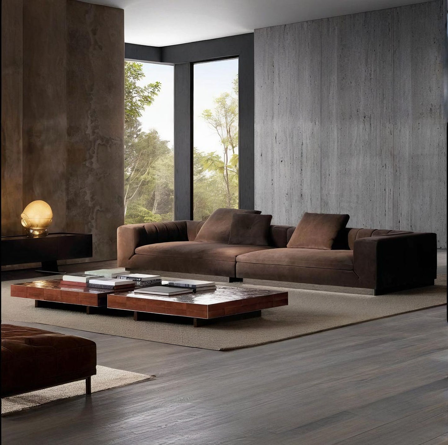Italian Minimalist Riley Straight Leather Sofa