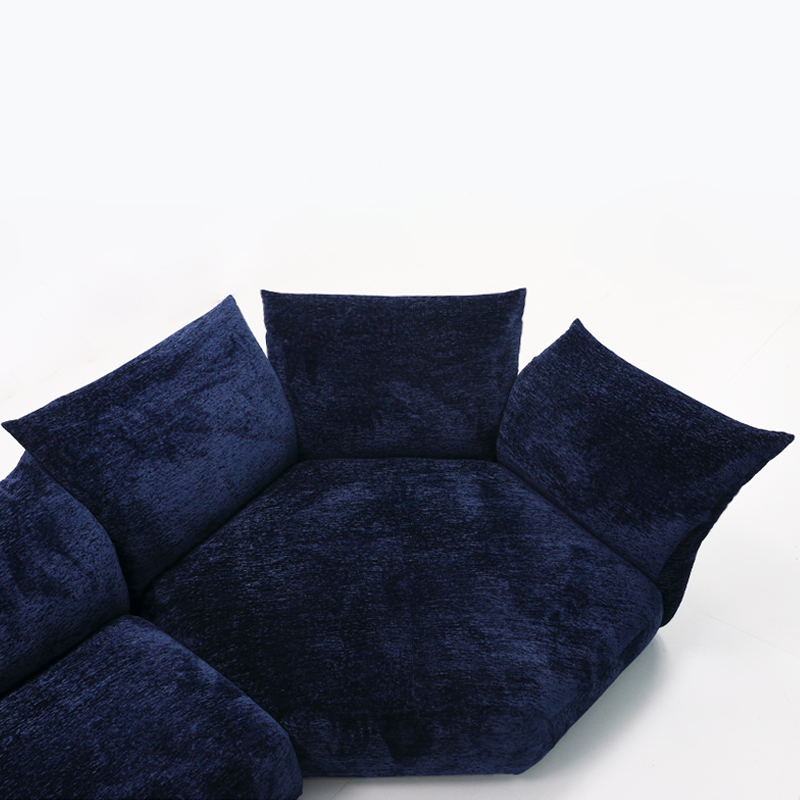 Petal Design Steel Sofa with Fabric Upholstery