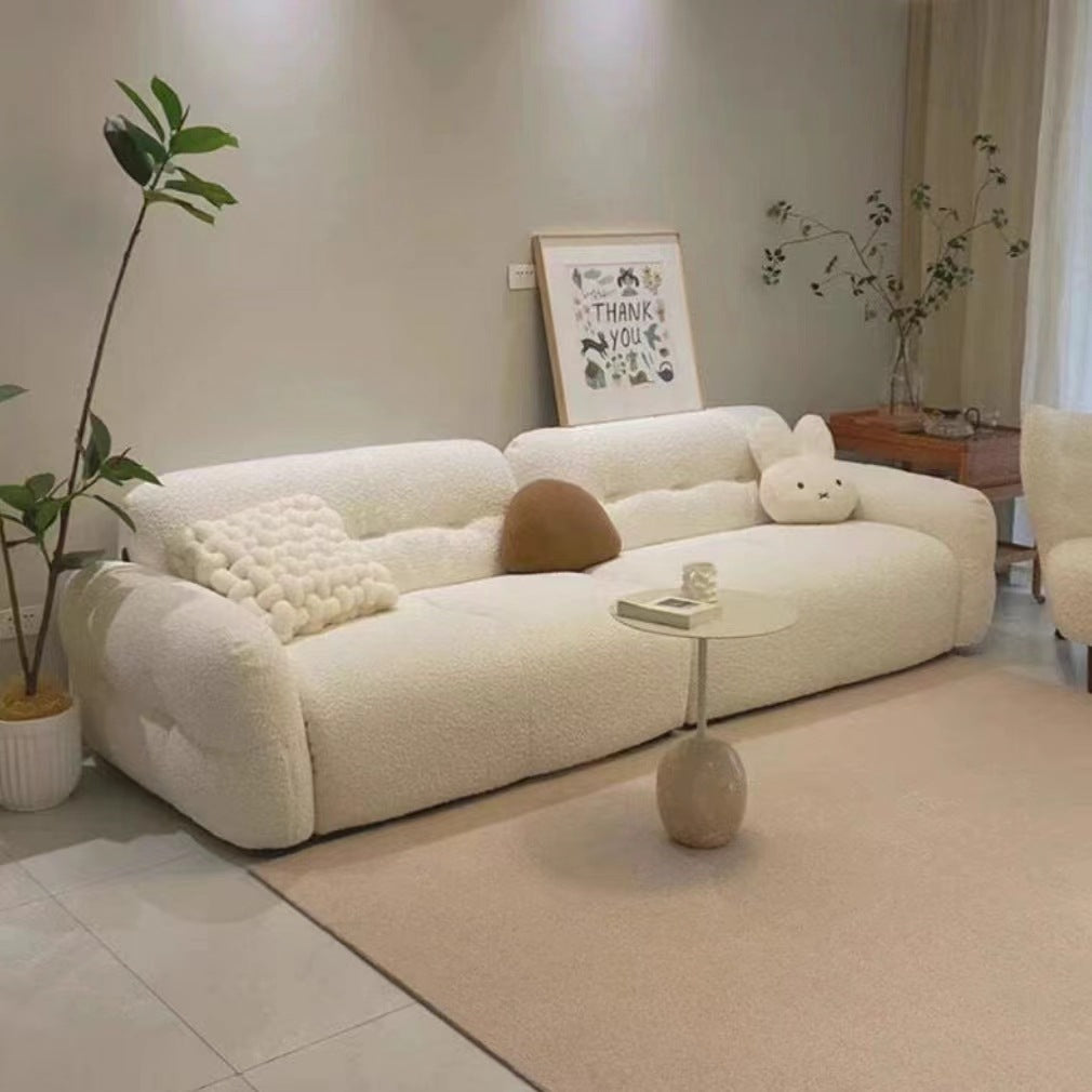 Cloud Lamb Fabric Straight Sofa
