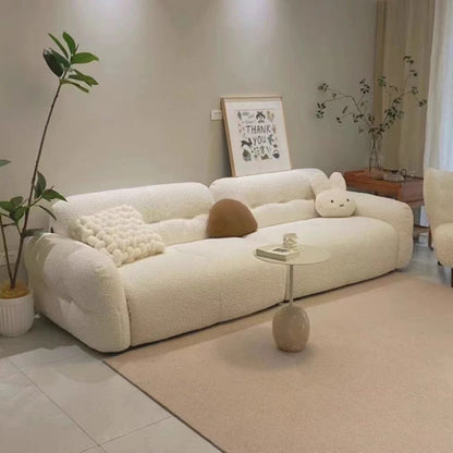 Cloud Lamb Fabric Straight Sofa