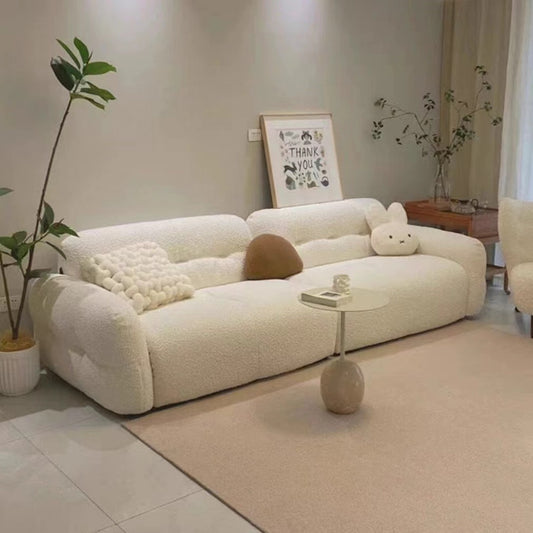 Cloud Lamb Fabric Straight Sofa