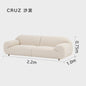 Nordic Wabi-Sabi Style Lamb Wool Fabric Sofa French Cream Style Living Room Small Apartment Milk White Three-Seater Sofa