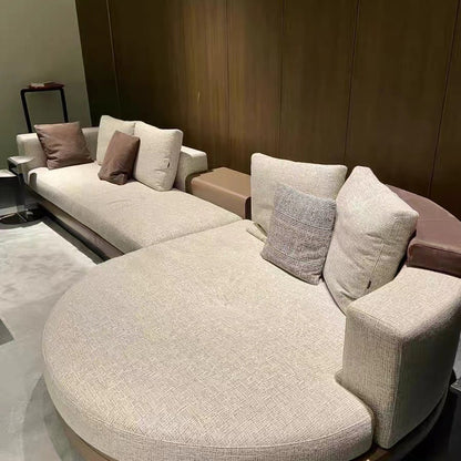 Apartment Genuine Leather Linen Sofa