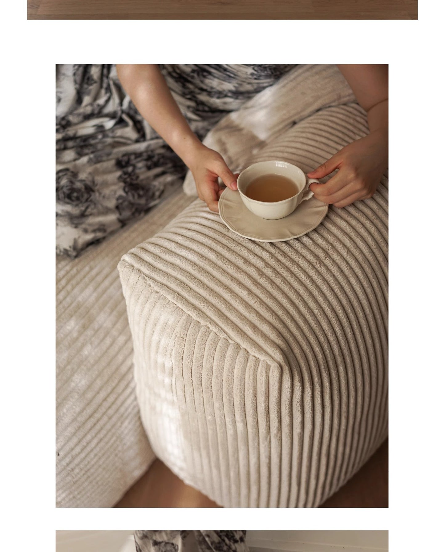 Nordic Wabi-Sabi Style Straight Corduroy Sofa Light Luxury Combination Small Apartment Homestay Free Module Multiple Tofu Blocks