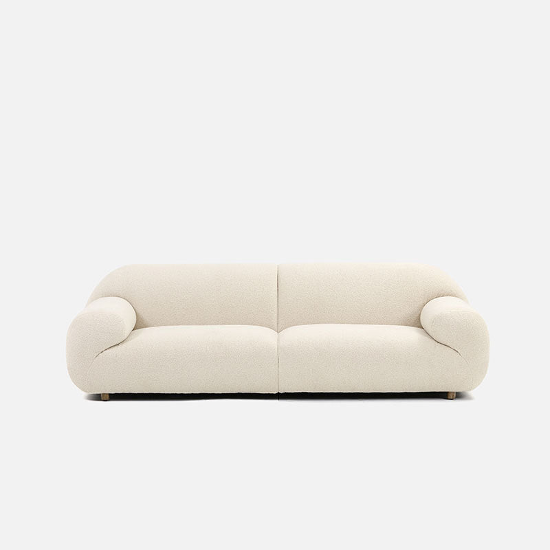 Nordic Wabi-Sabi Style Lamb Wool Fabric Sofa French Cream Style Living Room Small Apartment Milk White Three-Seater Sofa