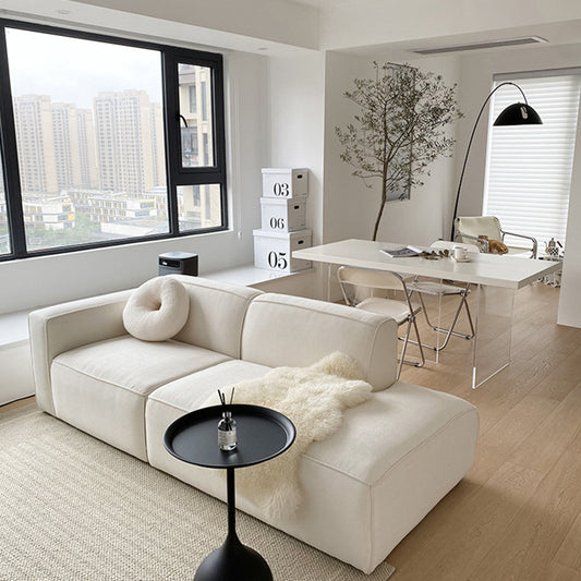 Simple Modern Modular Fabric Small Apartment Chaise Lounge Wabi-Sabi Style Living Room sofa Technology Cloth Tofu Block Small Sofa
