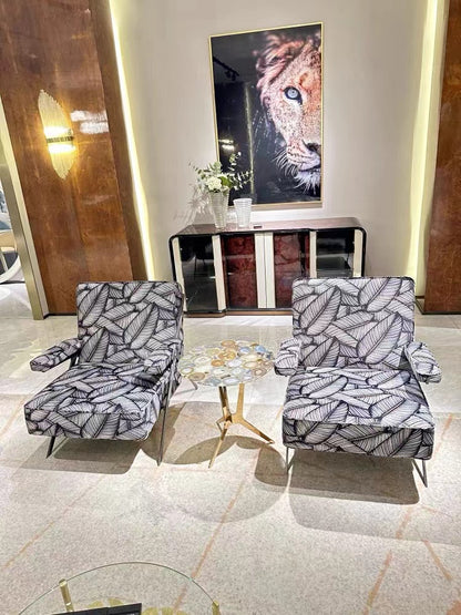 Italian Light Luxury robertocavalli Cracked Black Genuine Leather Villa Large Flat Living Room Straight Sofa