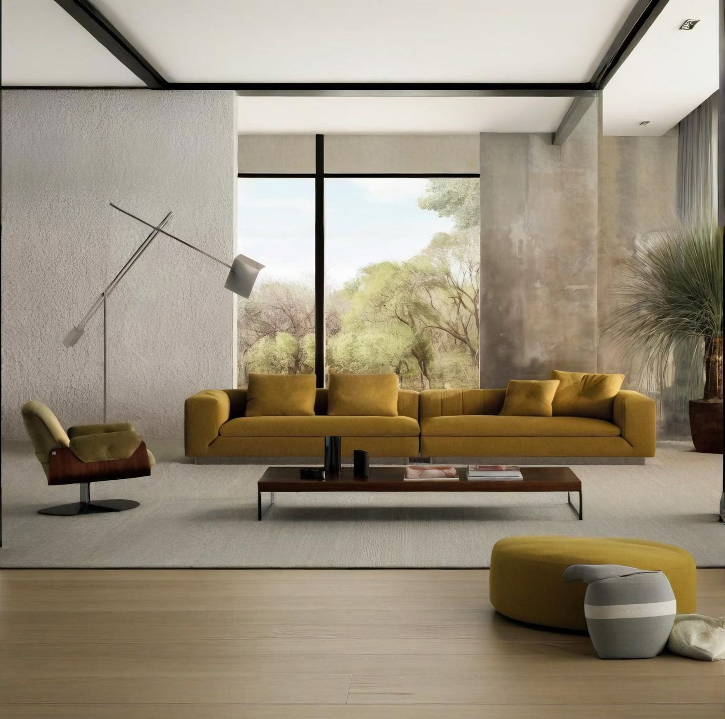 Italian Minimalist Riley Straight Leather Sofa