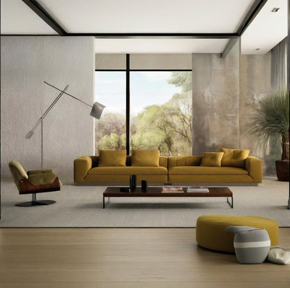 Italian Minimalist Riley Straight Leather Sofa
