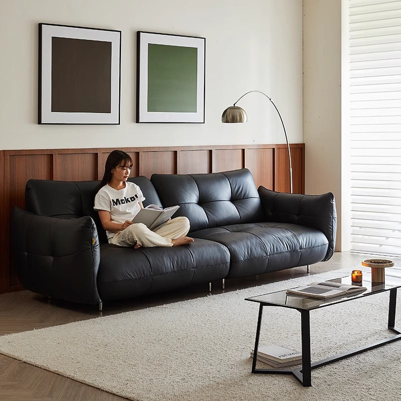 French Retro Genuine Leather Walker Sofa