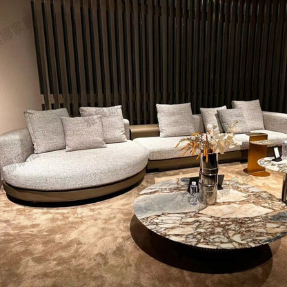Apartment Genuine Leather Linen Sofa