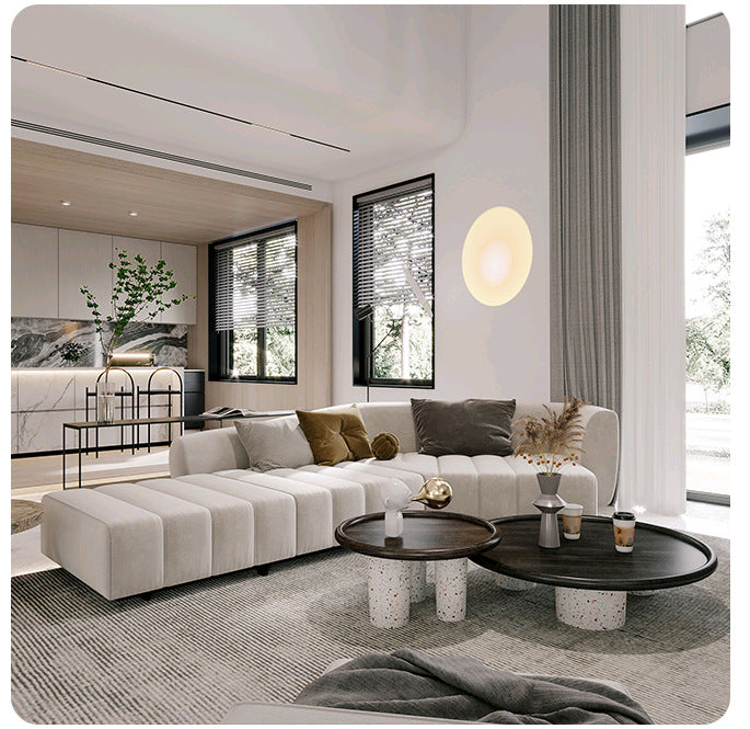 Italian Minimalist Modern Irregular Piano Key Living Room Corner Arc Art Creative Internet Celebrity Style Chaise Fabric Sofa