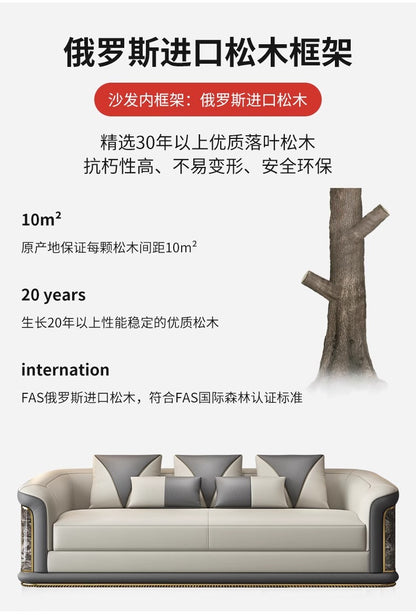 Italian Style Light Luxury Living Room Lacquered Genuine Leather Sofa Large Apartment High-End Villa Designer Mansion Whole House Furniture Customization