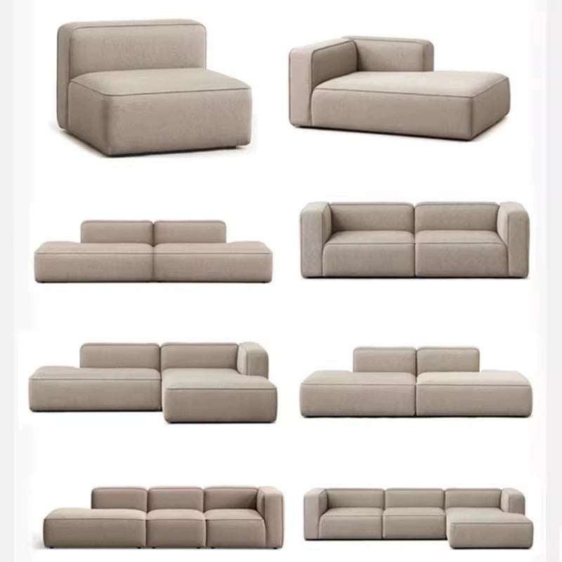 Simple Small Apartment Home Use Two or Three Seater Fabric Sofa Cotton Linen Armless Straight Row Modular Combination Reception Sofa