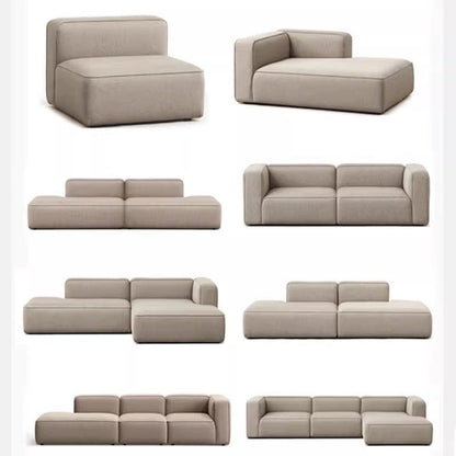 Simple Small Apartment Home Use Two or Three Seater Fabric Sofa Cotton Linen Armless Straight Row Modular Combination Reception Sofa