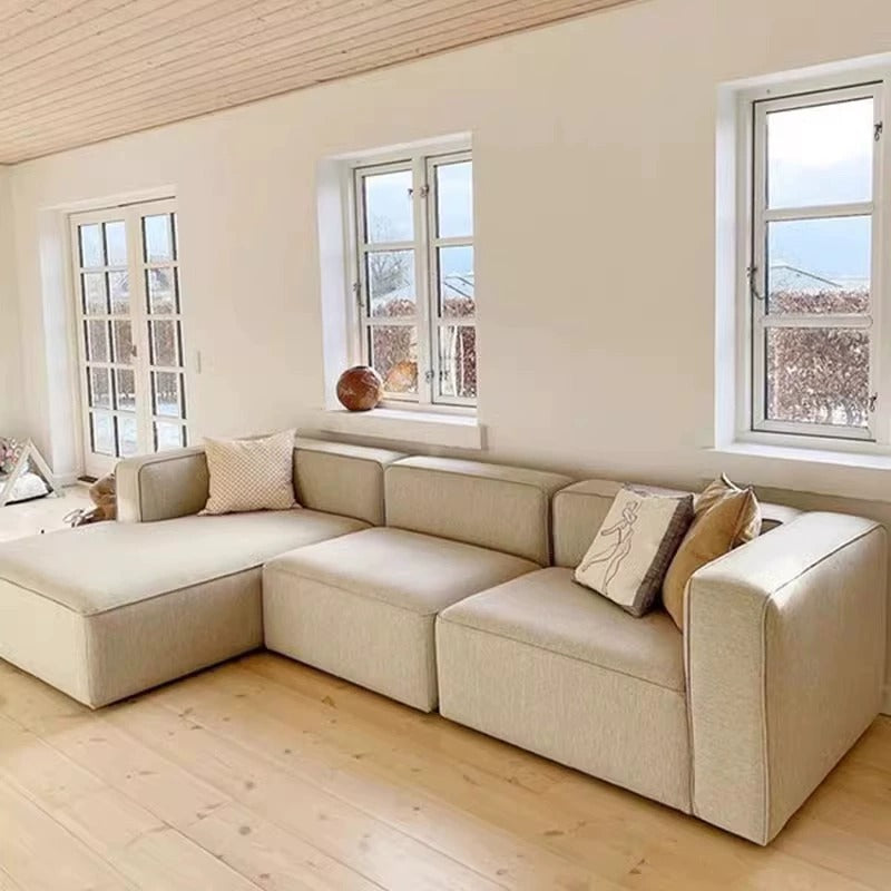 Simple Small Apartment Home Use Two or Three Seater Fabric Sofa Cotton Linen Armless Straight Row Modular Combination Reception Sofa