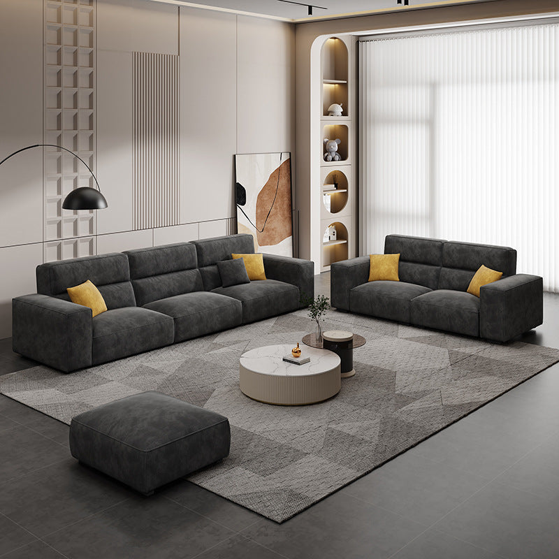 Italian Wabi-Sabi Style High-Back Straight Sofa Matte Fabric Cream Style Living Room Sofa Four-Seater Three-Seater Sofa