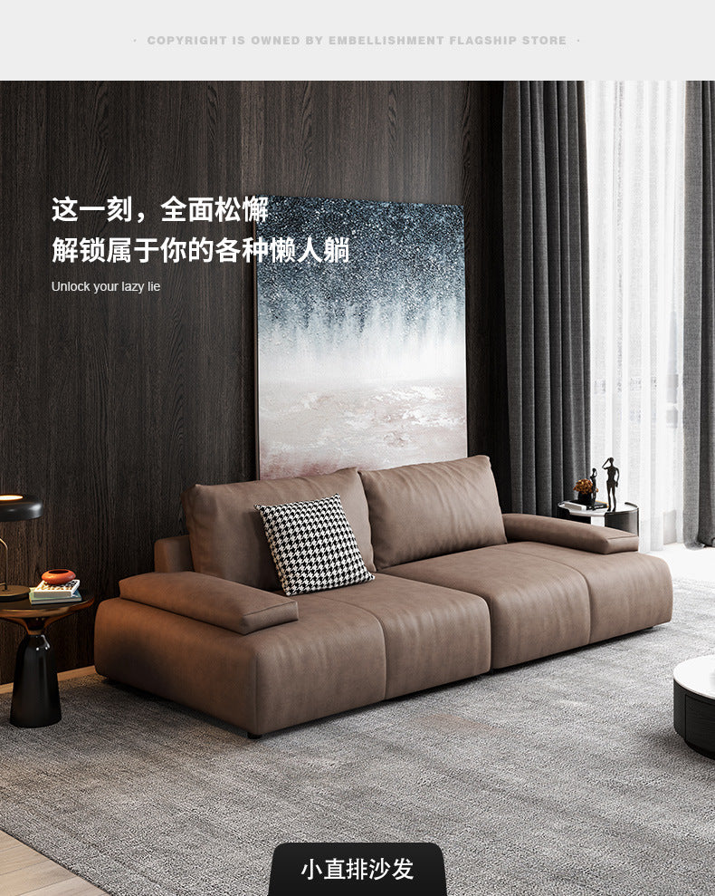 Nordic Tech Fabric Sofa Living Room Simple Modern Double Small Apartment Minimalist New Trendy Straight Three-Seater