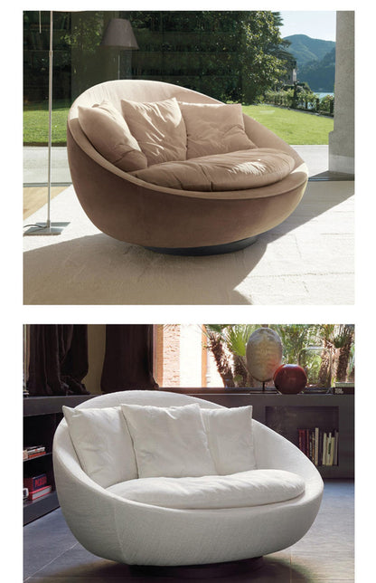 Italian Minimalist Round Fabric Single Sofa Designer Lacoon Modern Lazy Rotatable Balcony Lounge Chair