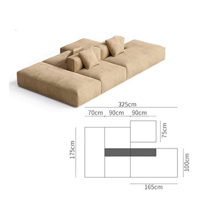 Nordic Minimalist Tofu Block Artistic Double-Sided Modular Combination Large Apartment Light Luxury Leather and Fabric Combined Living Room Straight Sofa
