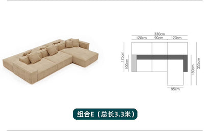 Nordic Minimalist Tofu Block Artistic Double-Sided Modular Combination Large Apartment Light Luxury Leather and Fabric Combined Living Room Straight Sofa
