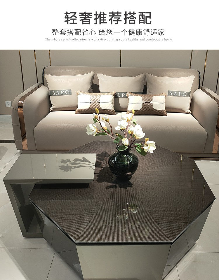 Italian Style Light Luxury Bentley Button Sofa Genuine Leather Designer Postmodern Villa Living Room Set High-end Custom Furniture