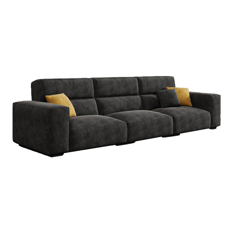Italian Wabi-Sabi Style High-Back Straight Sofa Matte Fabric Cream Style Living Room Sofa Four-Seater Three-Seater Sofa