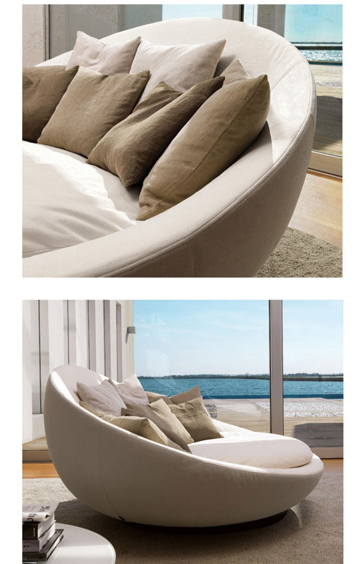 Italian Minimalist Round Fabric Single Sofa Designer Lacoon Modern Lazy Rotatable Balcony Lounge Chair