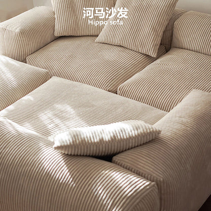 Nordic Wabi-Sabi Style Straight Corduroy Sofa Light Luxury Combination Small Apartment Homestay Free Module Multiple Tofu Blocks