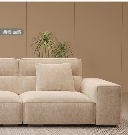 Italian Wabi-Sabi Style High-Back Straight Sofa Matte Fabric Cream Style Living Room Sofa Four-Seater Three-Seater Sofa