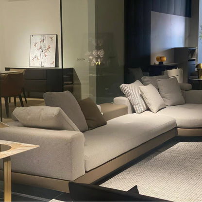 Apartment Genuine Leather Linen Sofa