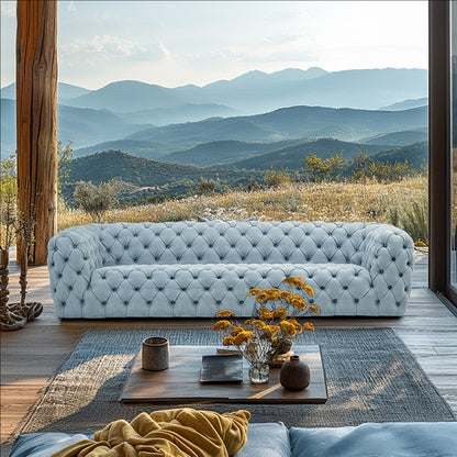 baxter Pull Button Leather Sofa