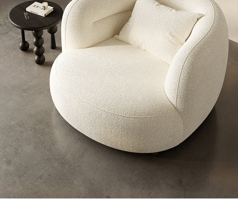 Cream Style Lamb Wool Single Sofa Chair Leisure Chair Balcony Nordic Simple Living Room Bedroom Light Luxury Curved Italian Style