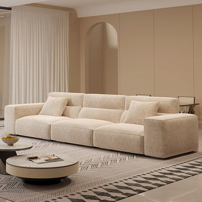 Italian Wabi-Sabi Style High-Back Straight Sofa Matte Fabric Cream Style Living Room Sofa Four-Seater Three-Seater Sofa