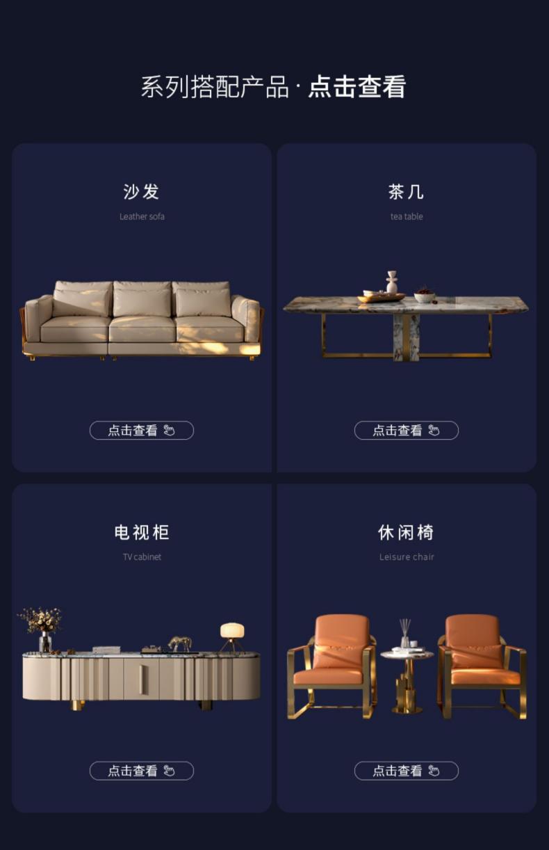 Italian Style Light Luxury Marble Sideboard Designer Model Villa Mansion Home Storage Cabinet High-end Customization