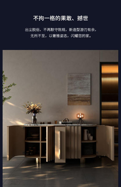 Italian Style Light Luxury Marble Sideboard Designer Model Villa Mansion Home Storage Cabinet High-end Customization