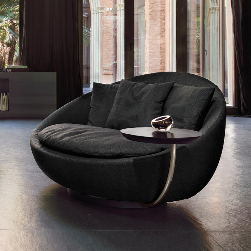 Italian Minimalist Round Fabric Single Sofa Designer Lacoon Modern Lazy Rotatable Balcony Lounge Chair