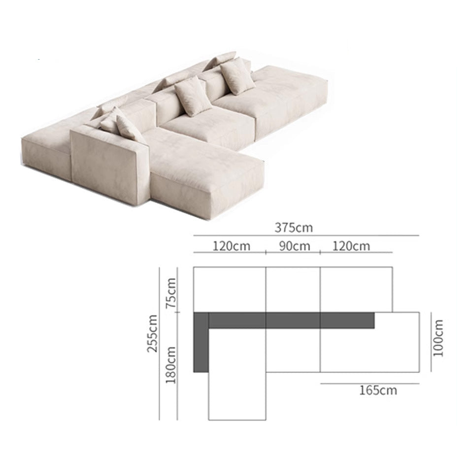 Nordic Minimalist Tofu Block Artistic Double-Sided Modular Combination Large Apartment Light Luxury Leather and Fabric Combined Living Room Straight Sofa
