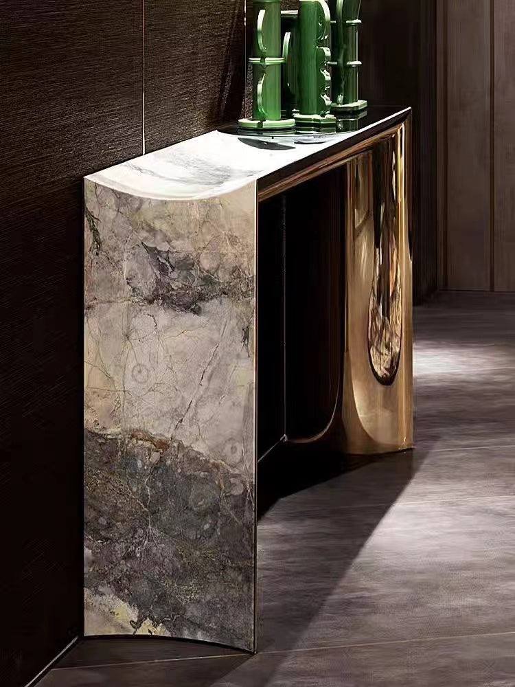 Italian Light Luxury Marble Entryway Table Modern Villa Living Room Decorative Console Designer Style Wall-Mounted Entryway Table