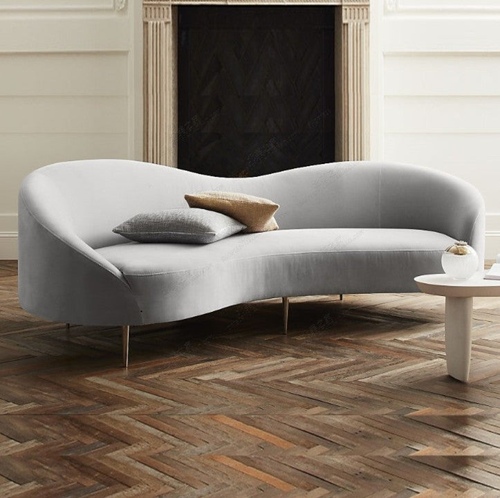 Nordic Stainless Steel Curved Sofa Modern New Style Living Room Irregular Sofa High-end Clothing Store Club Fabric Sofa