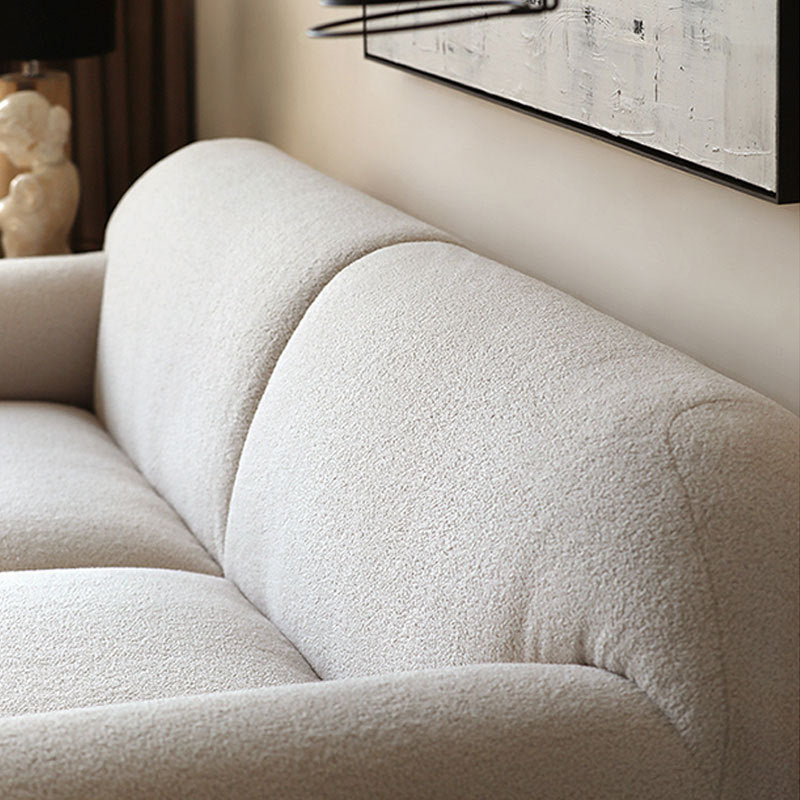 Nordic Wabi-Sabi Style Lamb Wool Fabric Sofa French Cream Style Living Room Small Apartment Milk White Three-Seater Sofa
