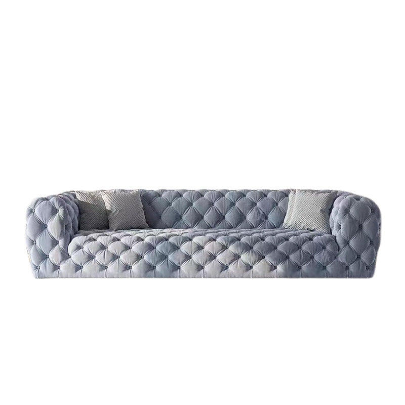 Modern Minimalist Light Luxury Living Room Art American Style Button Velvet Fabric Sofa Small Apartment Internet Celebrity Designer New Model