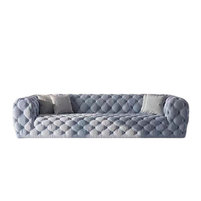 Modern Minimalist Light Luxury Living Room Art American Style Button Velvet Fabric Sofa Small Apartment Internet Celebrity Designer New Model