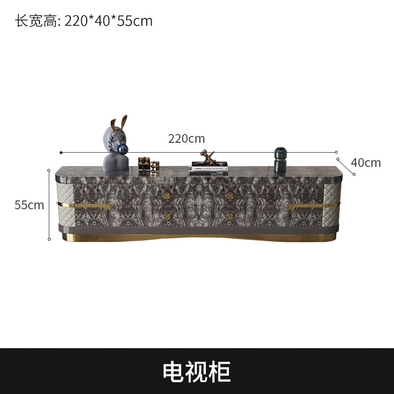 Italian Style Light Luxury Living Room Lacquered Genuine Leather Sofa Large Apartment High-End Villa Designer Mansion Whole House Furniture Customization