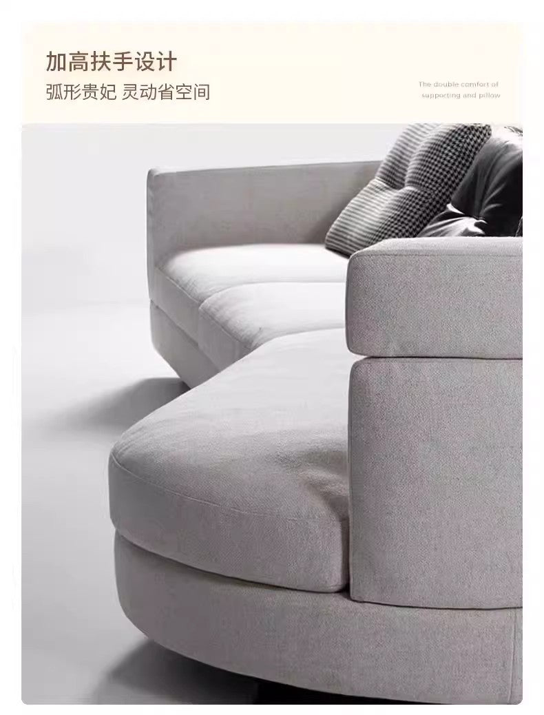 Designer Semi-Circular Arc Fabric Sofa for Small and Large Living Rooms, Italian Minimalist Style, Irregular Corner Art, Light Luxury