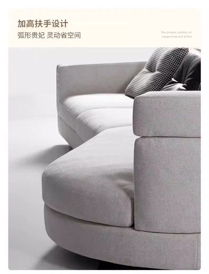 Designer Semi-Circular Arc Fabric Sofa for Small and Large Living Rooms, Italian Minimalist Style, Irregular Corner Art, Light Luxury