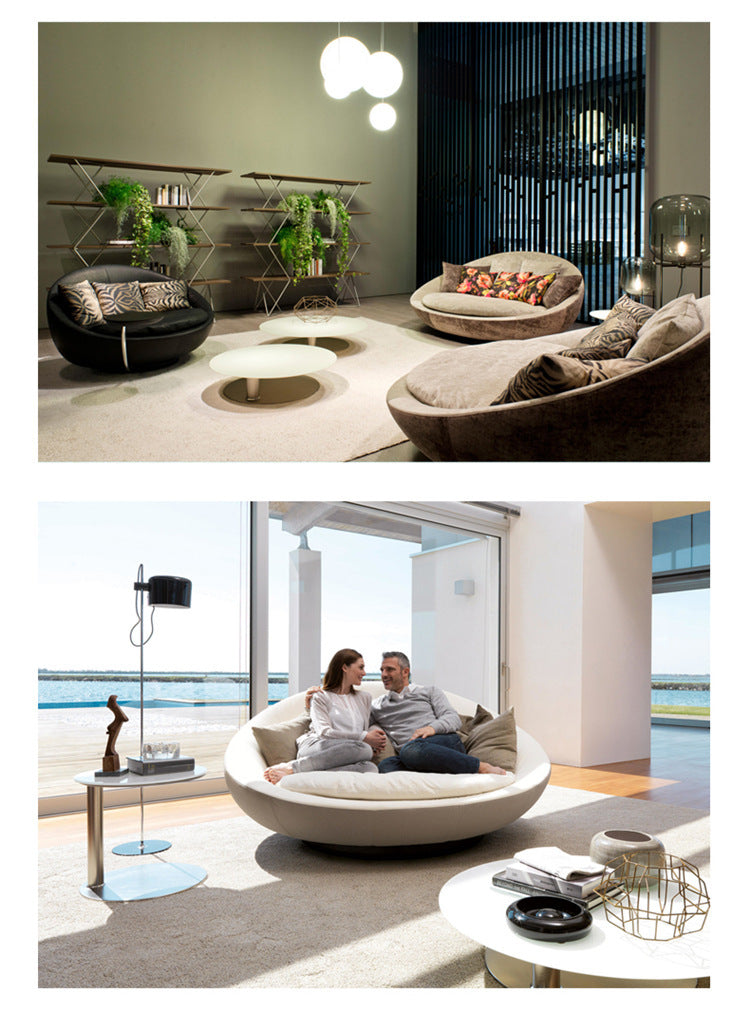 Italian Minimalist Round Fabric Single Sofa Designer Lacoon Modern Lazy Rotatable Balcony Lounge Chair
